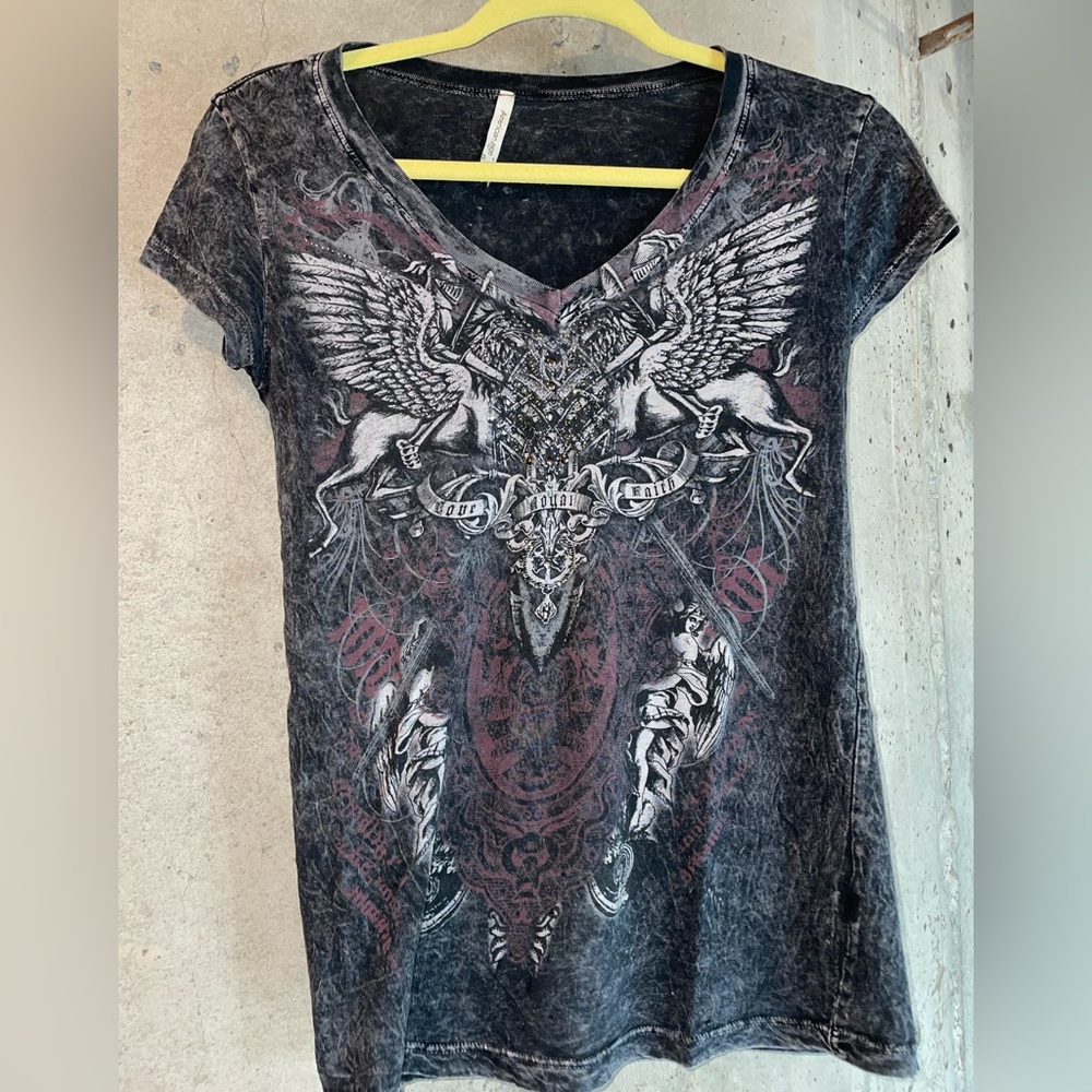 American Age black sheer t shirt